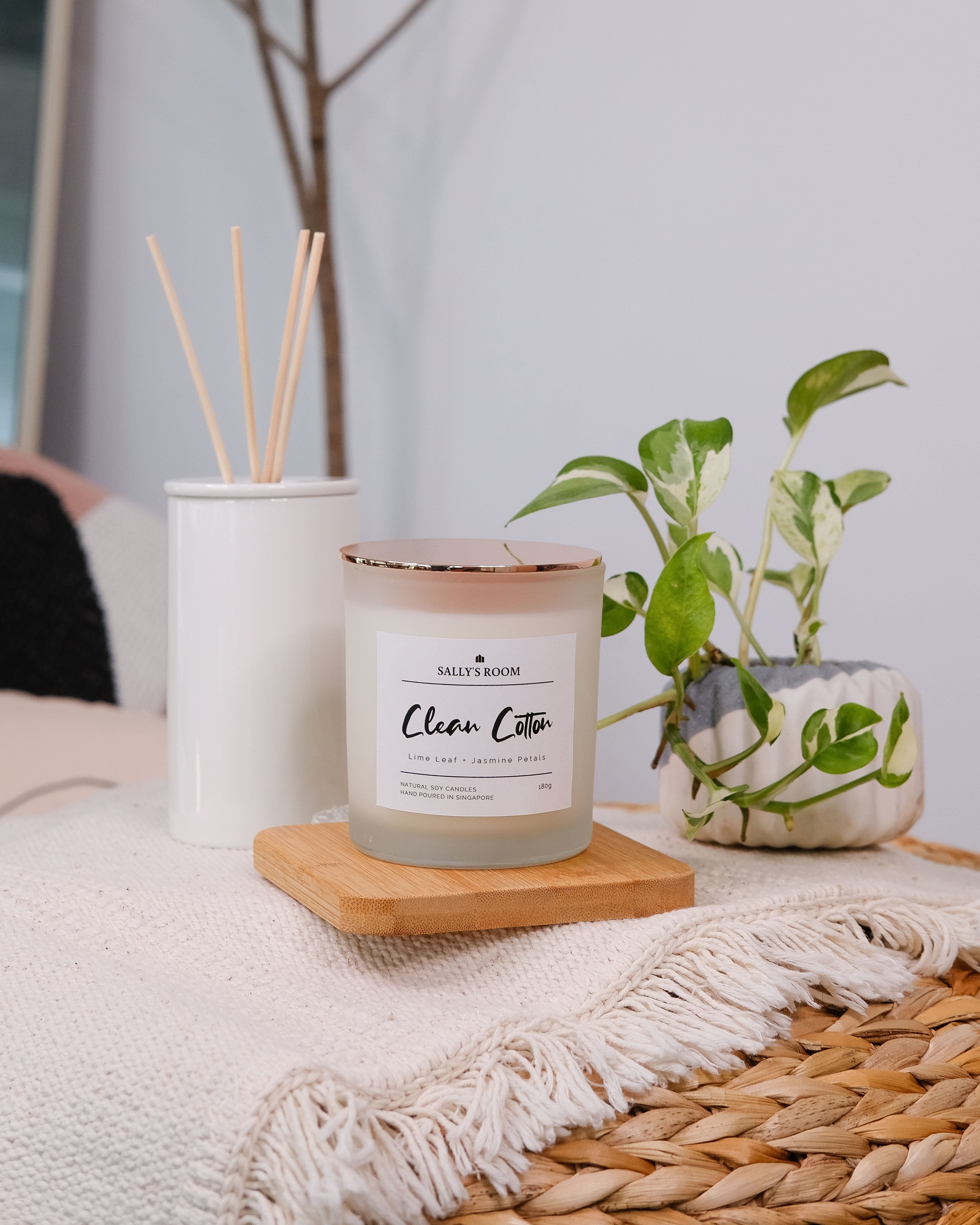 Clean Cotton Candle 180g Sally's Room Handmade Natural Candles